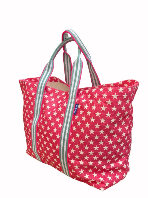 Super Bag canvas stampato rosa + manico 95