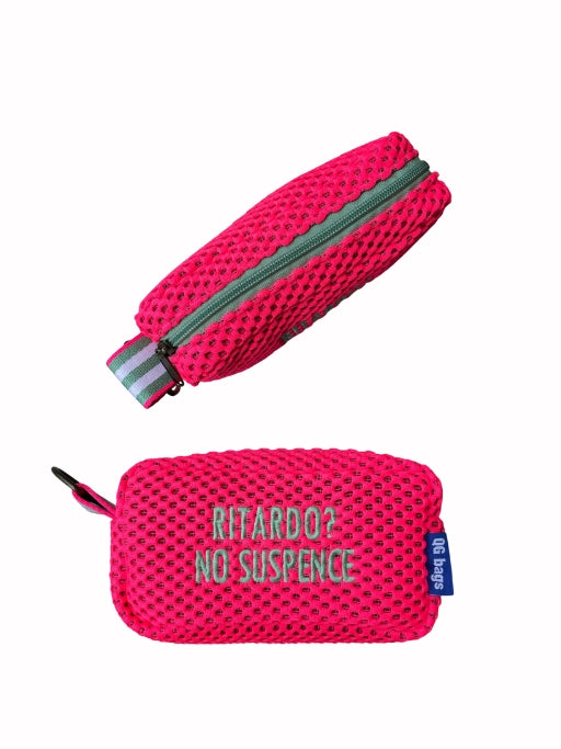 PILLOLA neoprene fucsia fluo + ricamo verde acqua