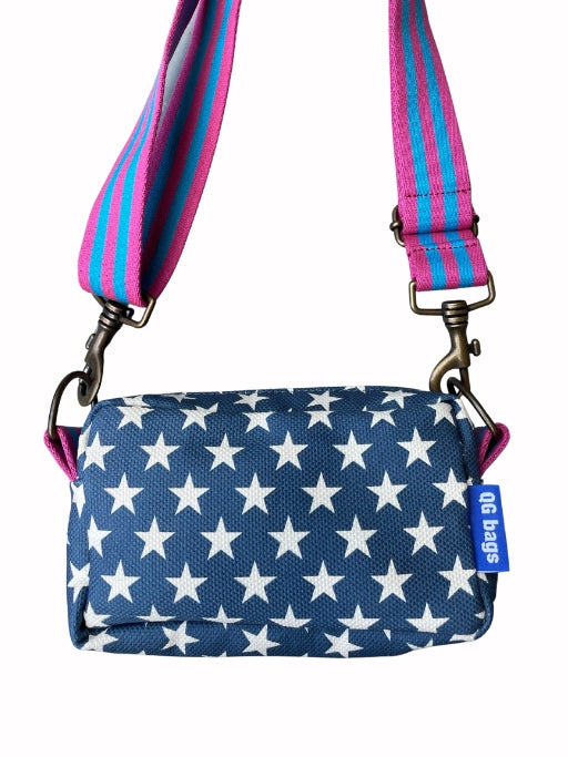 PILLOLA PLUS canvas stampato stelle blu + tracolla manico H