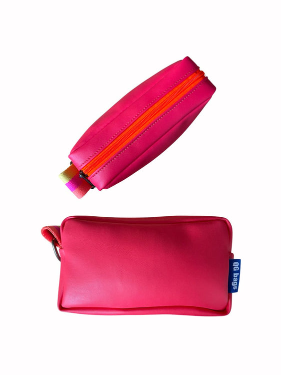 waterproof red strawberry eco-leather PILLOW + fluorescent orange zipper