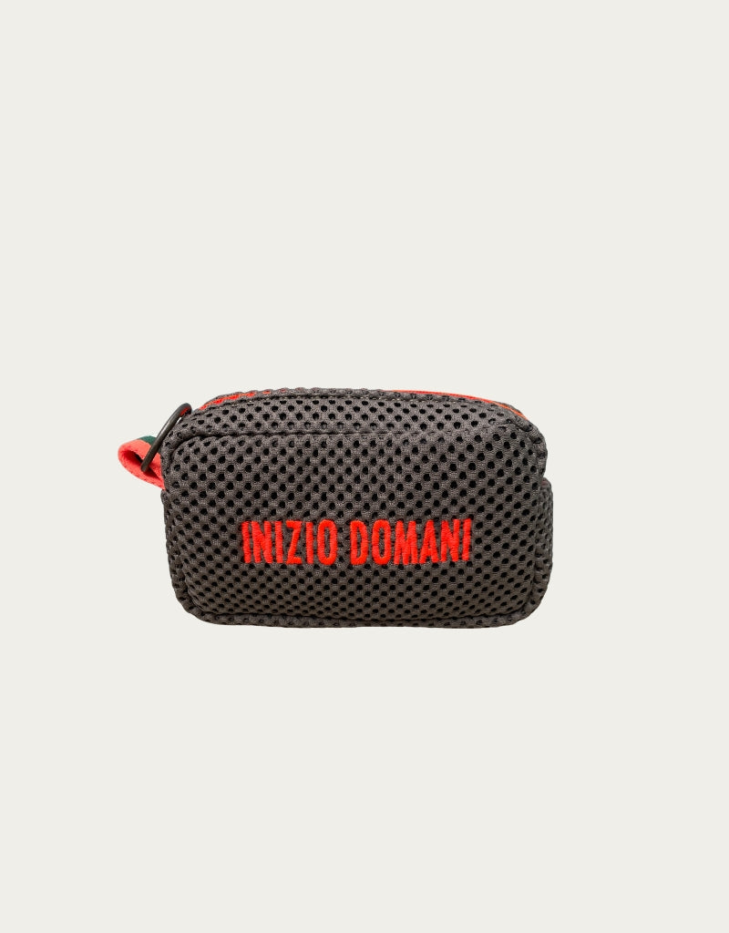 PILLOLA neoprene castoro + ricamo arancione fluo