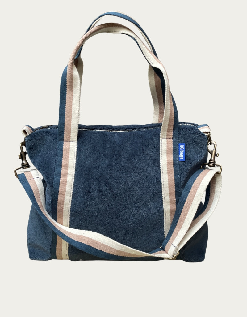 GRACE BAG tessuto spugna avio + manico 98