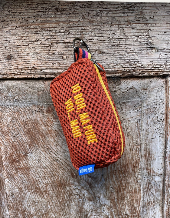 PILLOLA neoprene ruggine + ricamo giallo