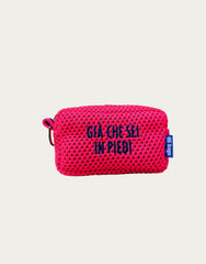 PILLOLA neoprene fucsia fluo + ricamo blu