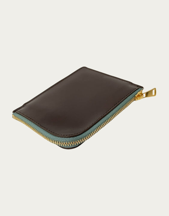 IL BAU pelle nero + zip verde acqua