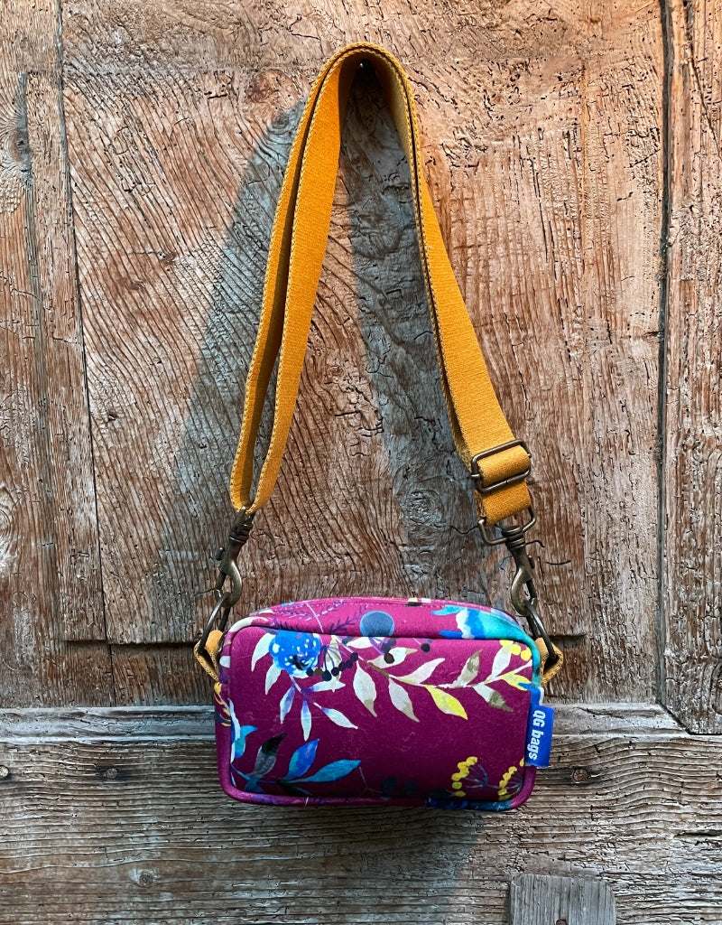 FLUO fuchsia neoprene PILLOW + blue embroidery