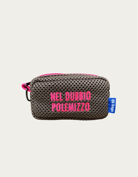 PILLOLA neoprene castoro + ricamo fucsia fluo