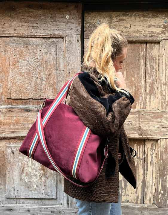 GRACE BAG velluto impermeabile bordeaux + manico 10