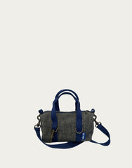 MINI BAULETTO tessuto tramato grigio - manico bluette