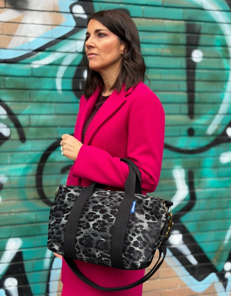 GRESSINA velluto impermeabile ANIMALIER nero + manico nero