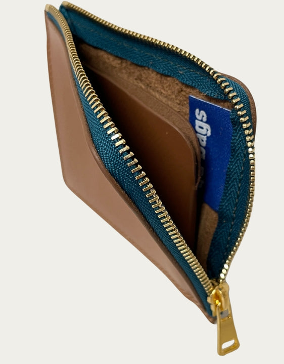 IL BAU pelle cuoio + zip petrolio