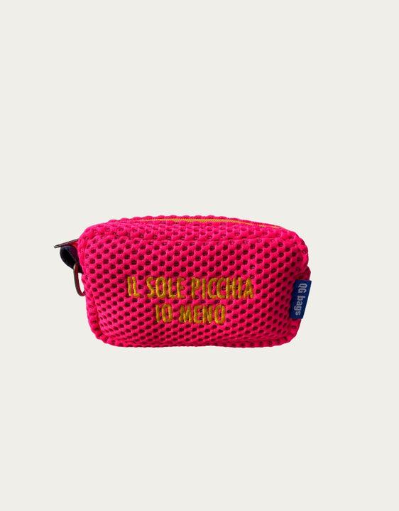 PILLOLA neoprene fucsia fluo + ricamo giallo