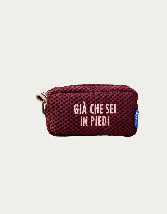 PILLOLA neoprene bordeaux + ricamo rosa