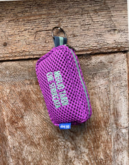 PILLOLA neoprene ciclamino + ricamo verde acqua