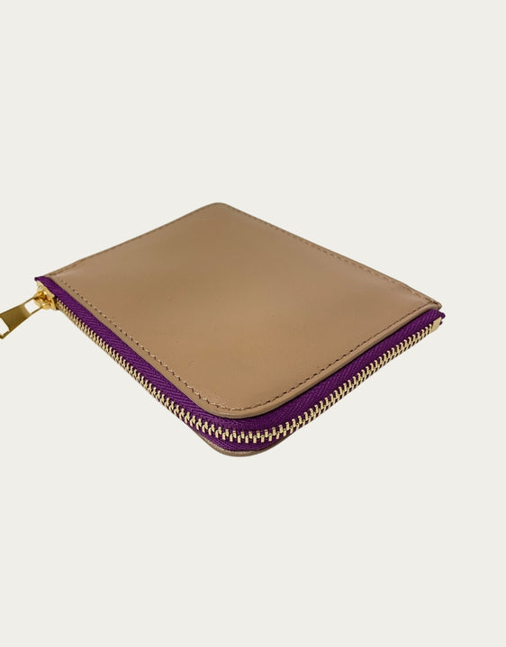 IL BAU pelle beige + zip viola