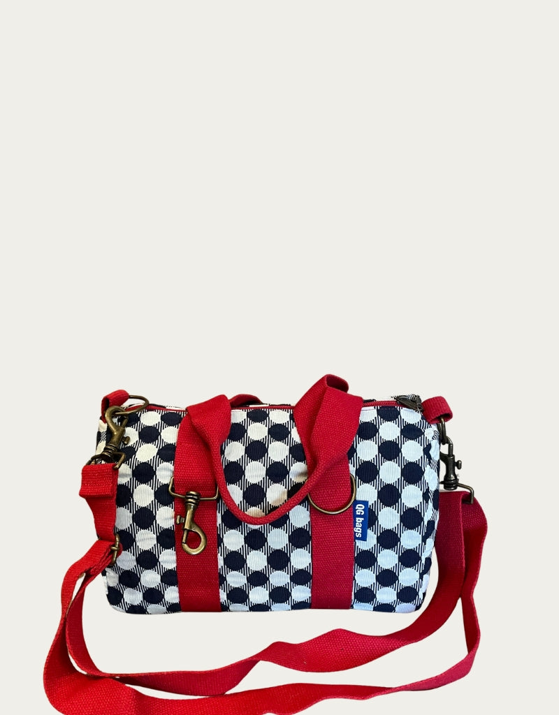 Lady Bag - cotone fantasia   - manico rosso
