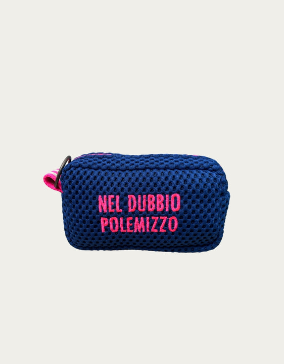 PILLOLA neoprene blu elettrico + ricamo fucsia fluo