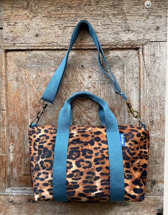 GRESSINA velluto impermeabile ANIMALIER scuro + manico fucsia petrolio