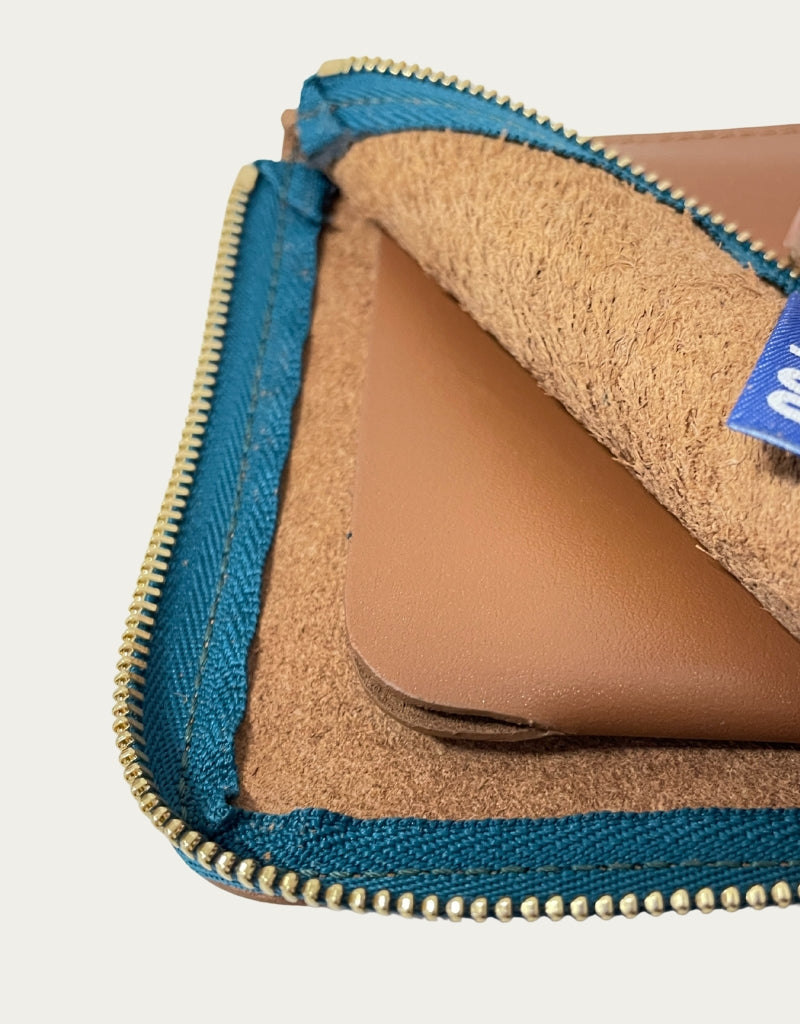 IL BAU pelle cuoio + zip petrolio