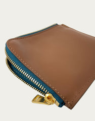 IL BAU pelle cuoio + zip petrolio