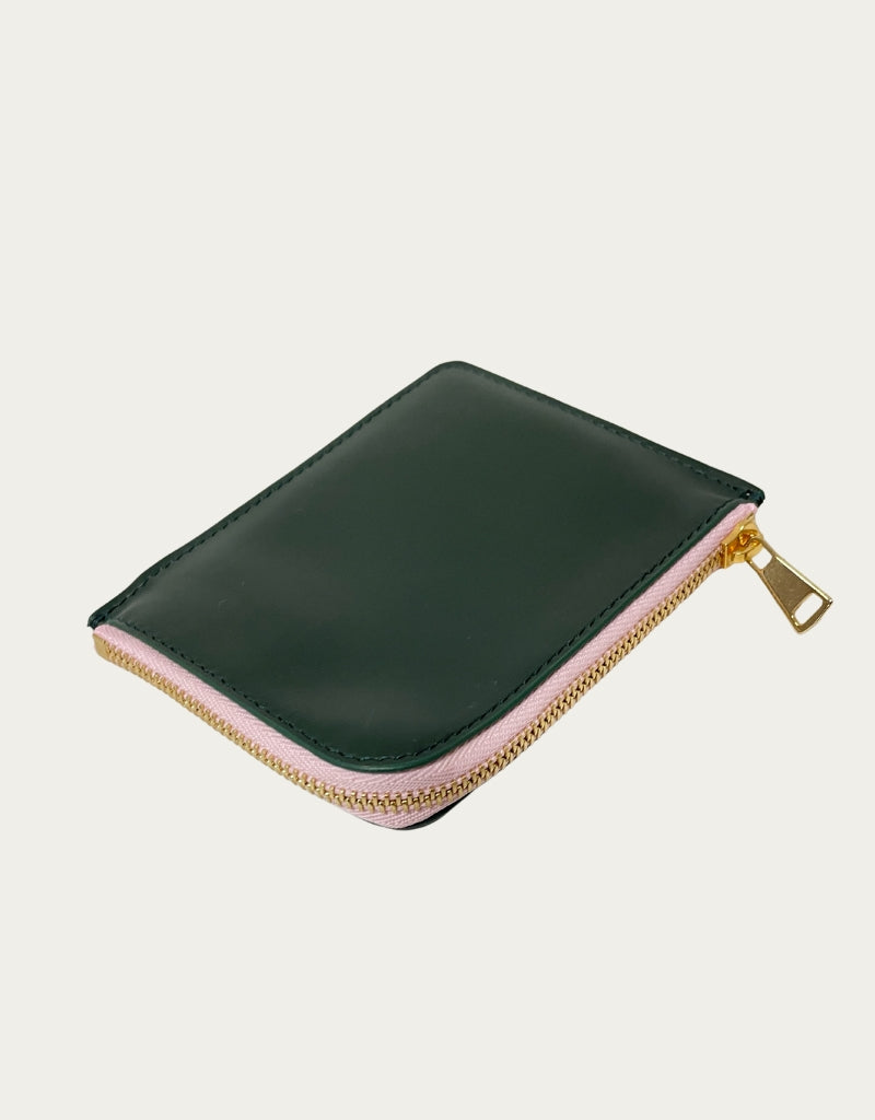 IL BAU pelle verde scuro + zip verde rosa