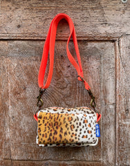 PILLOLA PLUS velluto impermeabile ANIMALIER chiaro + manico arancione fluo