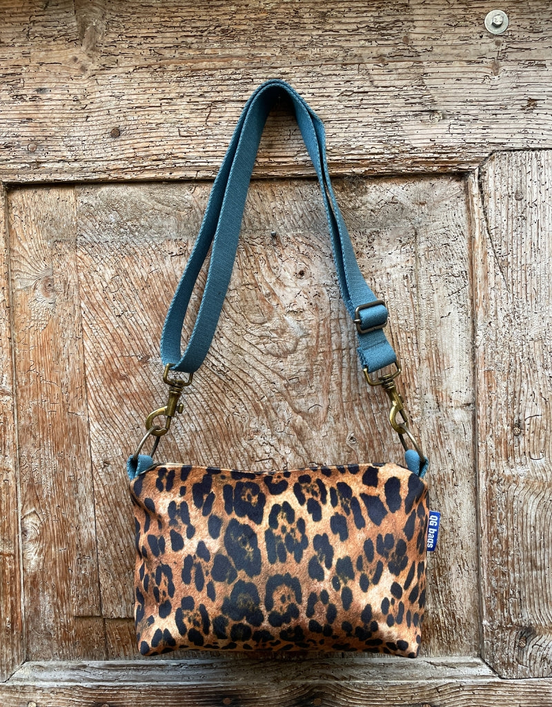 BRIOCHE velluto impermeabile ANIMALIER scuro + manico petrolio