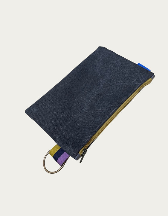 POCHETTE tessuto grigio scuro + cerniera verde acido