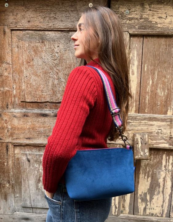 BRIOCHE velluto bluette + manico brillo