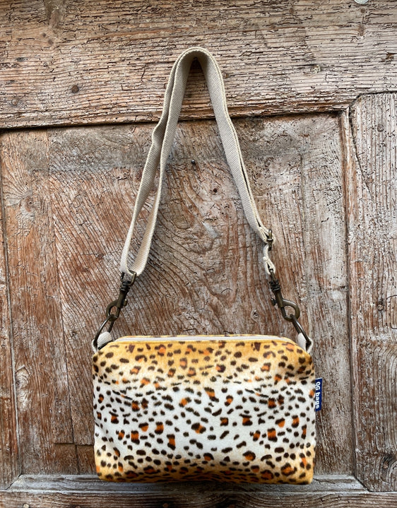 BRIOCHE velluto impermeabile ANIMALIER chiaro + manico beige