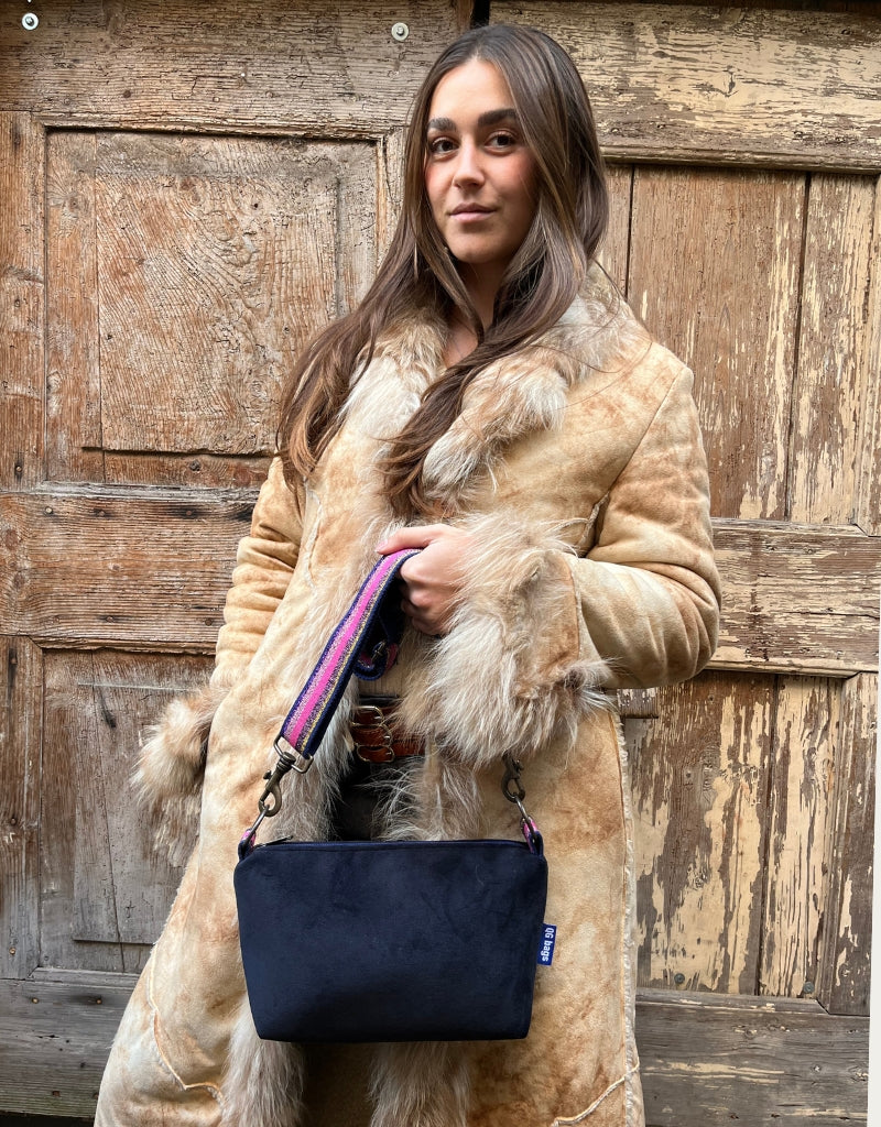 BRIOCHE velluto impermeabile blu scuro + manico brillo