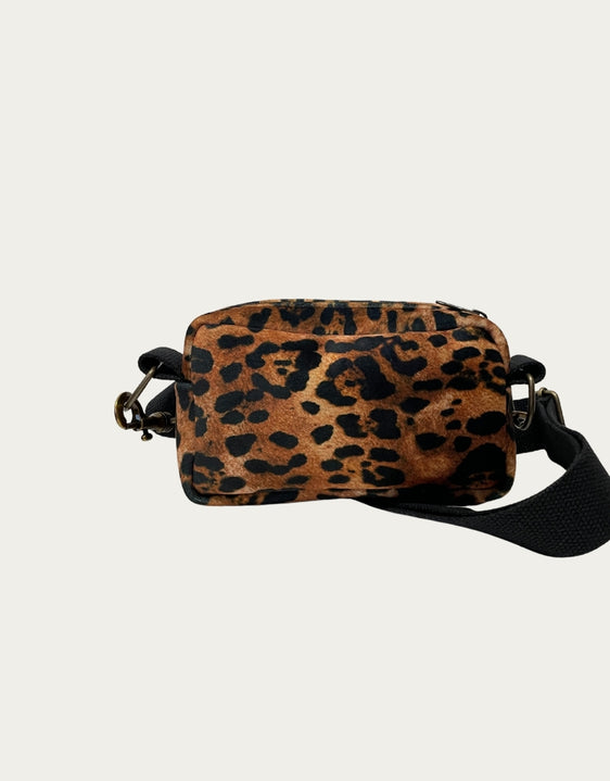 PILLOLA PLUS velluto impermeabile ANIMALIER scuro + manico fucsia nero