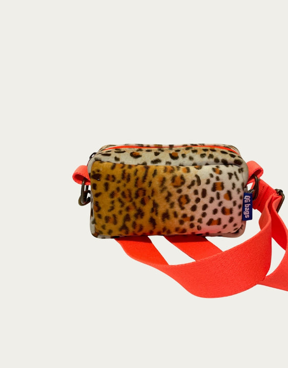 PILLOLA PLUS velluto impermeabile ANIMALIER chiaro + manico arancione fluo