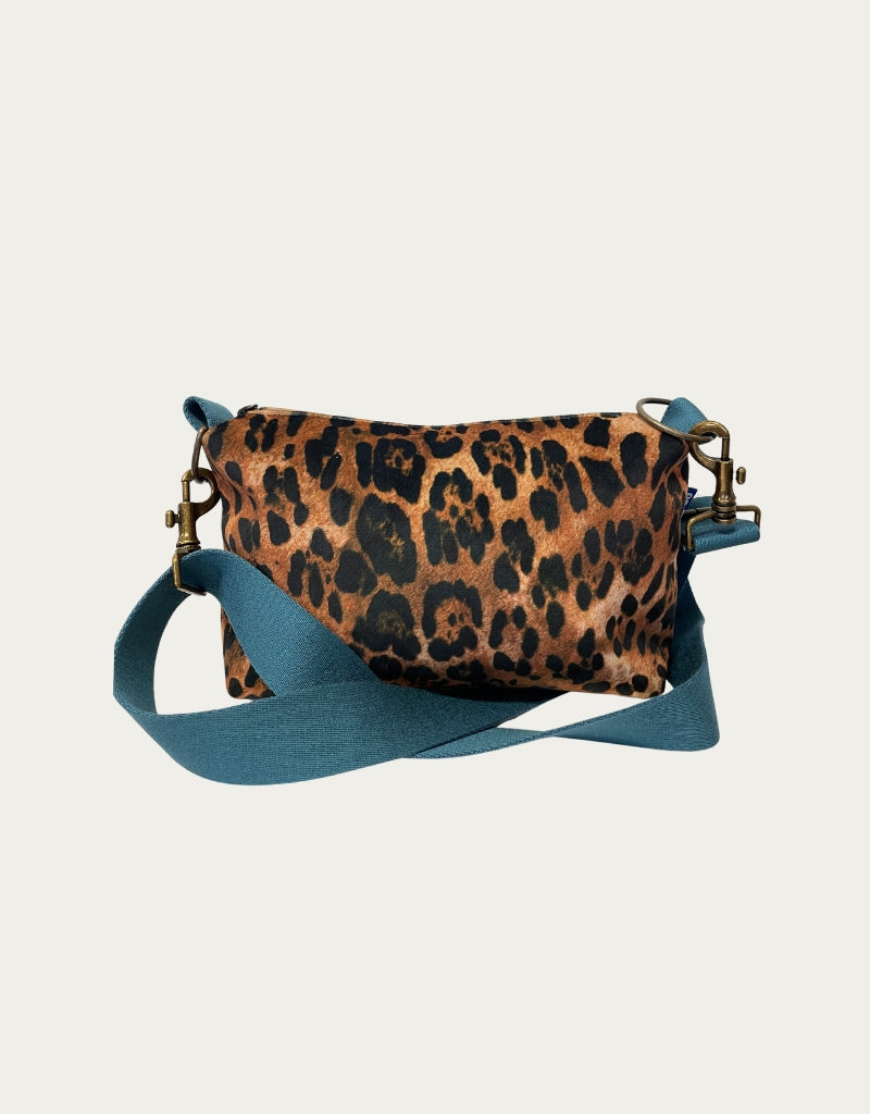 BRIOCHE velluto impermeabile ANIMALIER scuro + manico petrolio