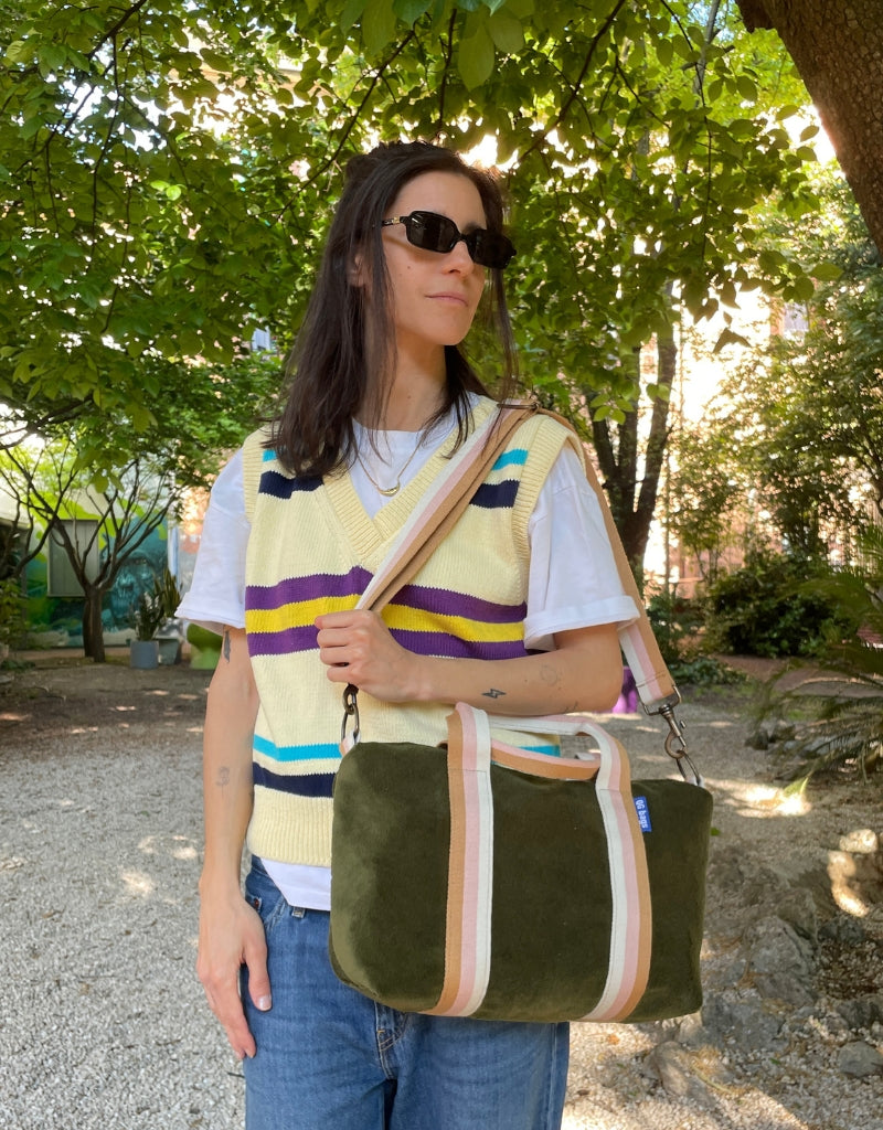 GRESSINA tessuto spugna verde oliva + manico ILA